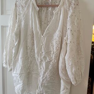 Johnny Was  White Eyelet Blouse, beautiful  design.